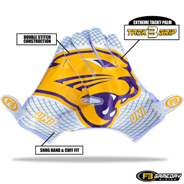 University of Northern Iowa UNI Panthers Football Receiver Gloves