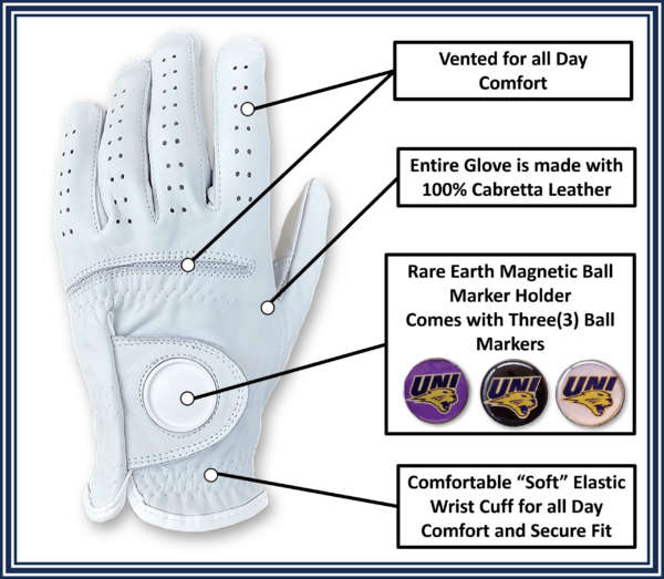 UNI University of Northern Iowa Panthers Golf Gloves